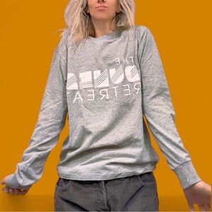 Ironic long sleeve Gray Graphic Tee with White Print